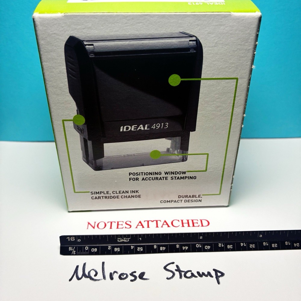 Notes Attached Rubber Stamp Red Ink Self Inking Ideal 4913