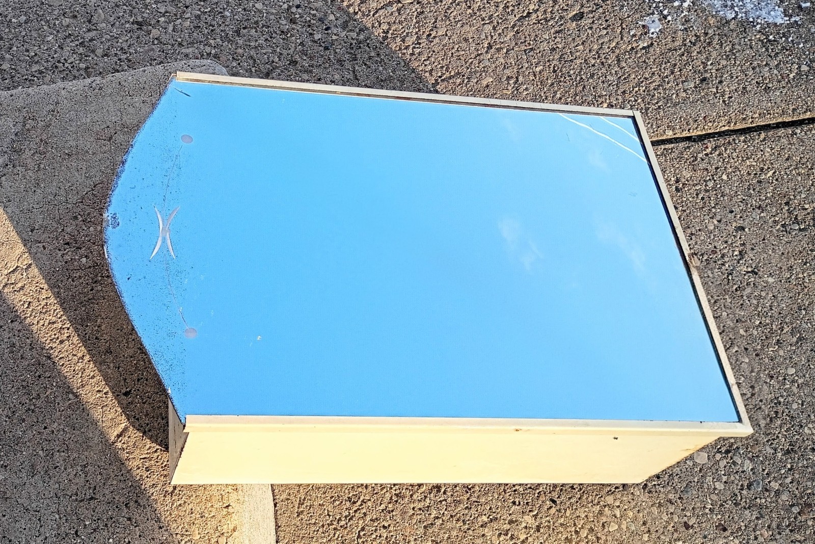 Vintage Metal Wall Mount Medicine Cabinet Arched Door Mirror Etched Lines & Dots