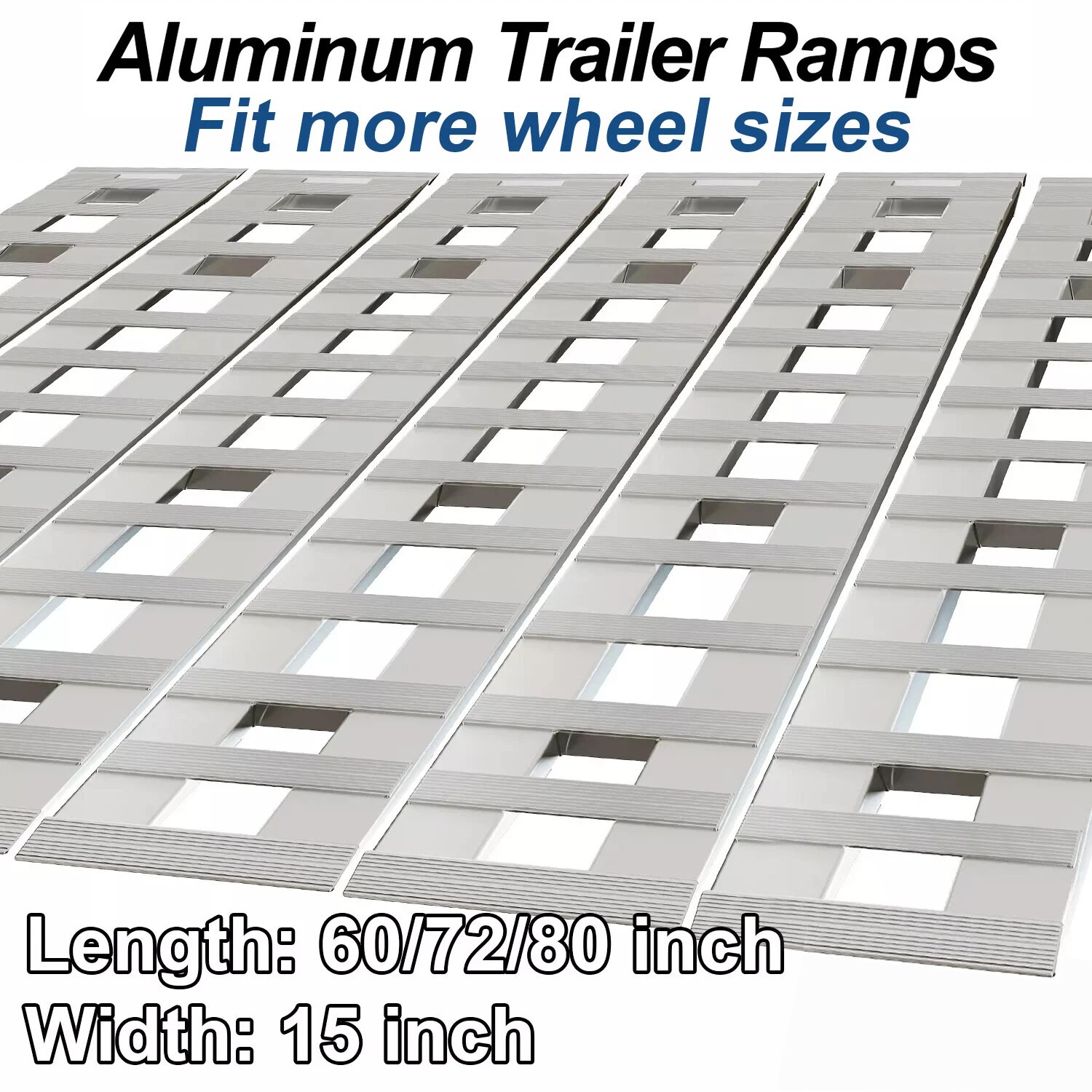 60/72/80" Aluminum Ramps 6000-8500 LBS For Truck Car Auto Trailer Ramps Hook End