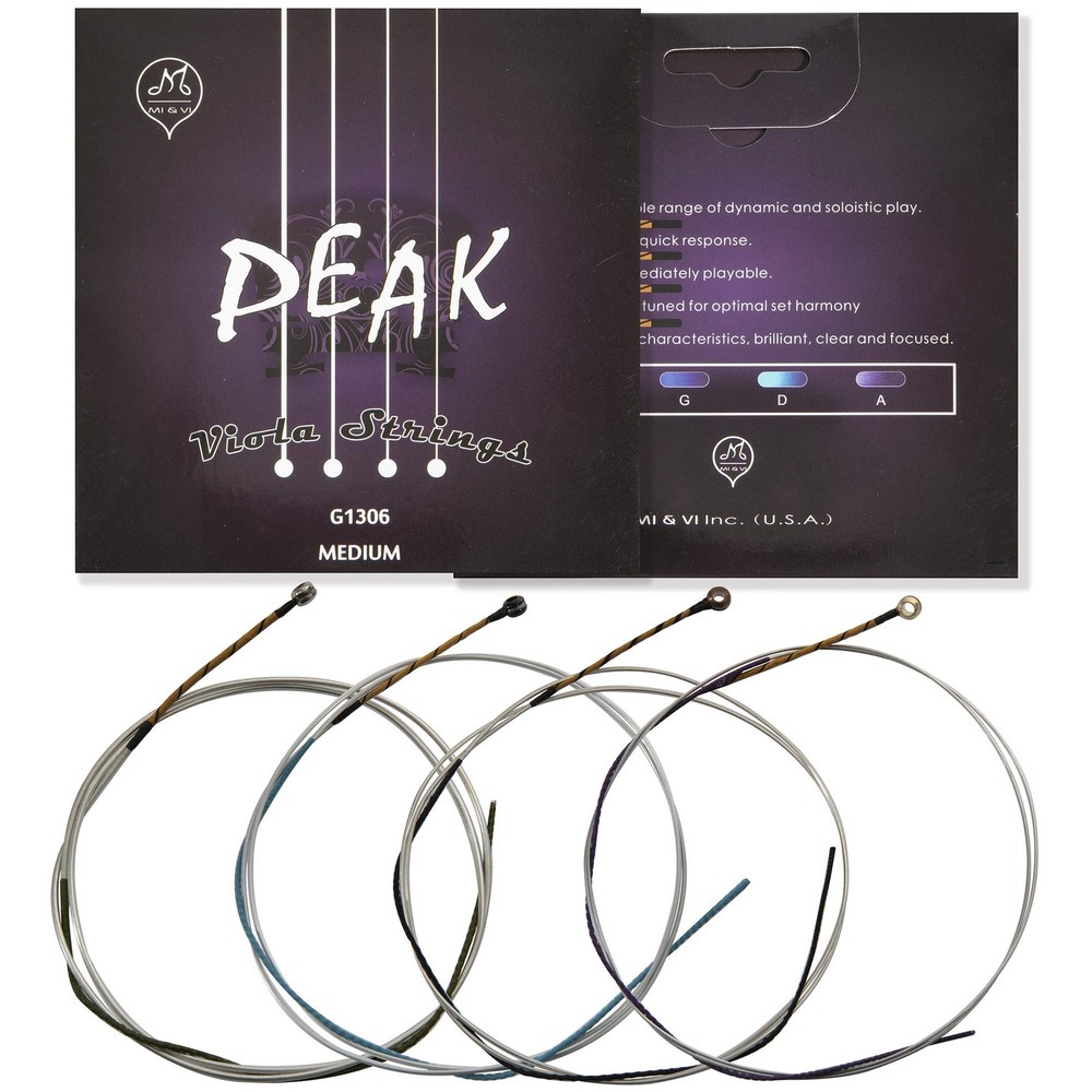 PEAK Viola Strings 15.5" - Synthetic Core Pure Silver Ball-End