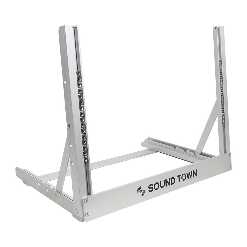 Sound Town 8U Aluminum 2-Post Desktop Open-Frame Rack, Angle Adjustable 2PF-8A