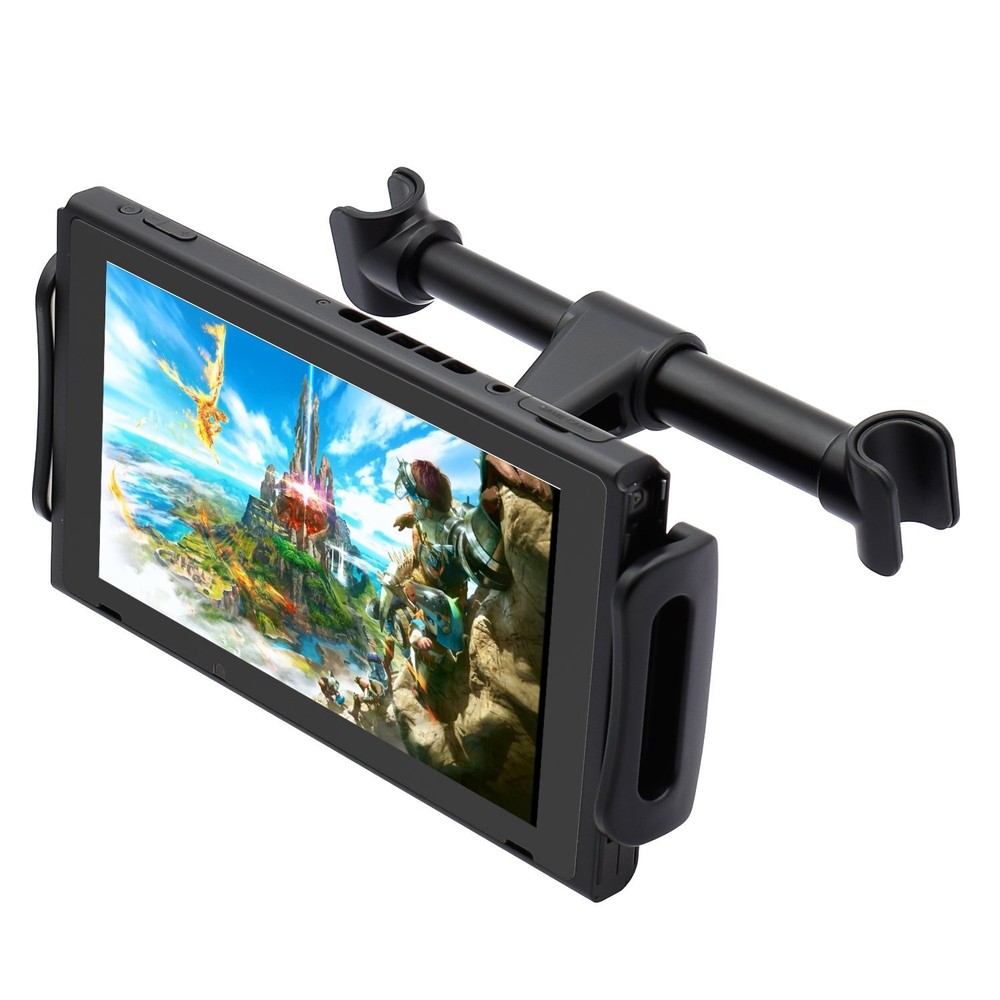 Adjustable Car Headrest Mount for Switch iPhone iPad 4-11-Inch Devices Black