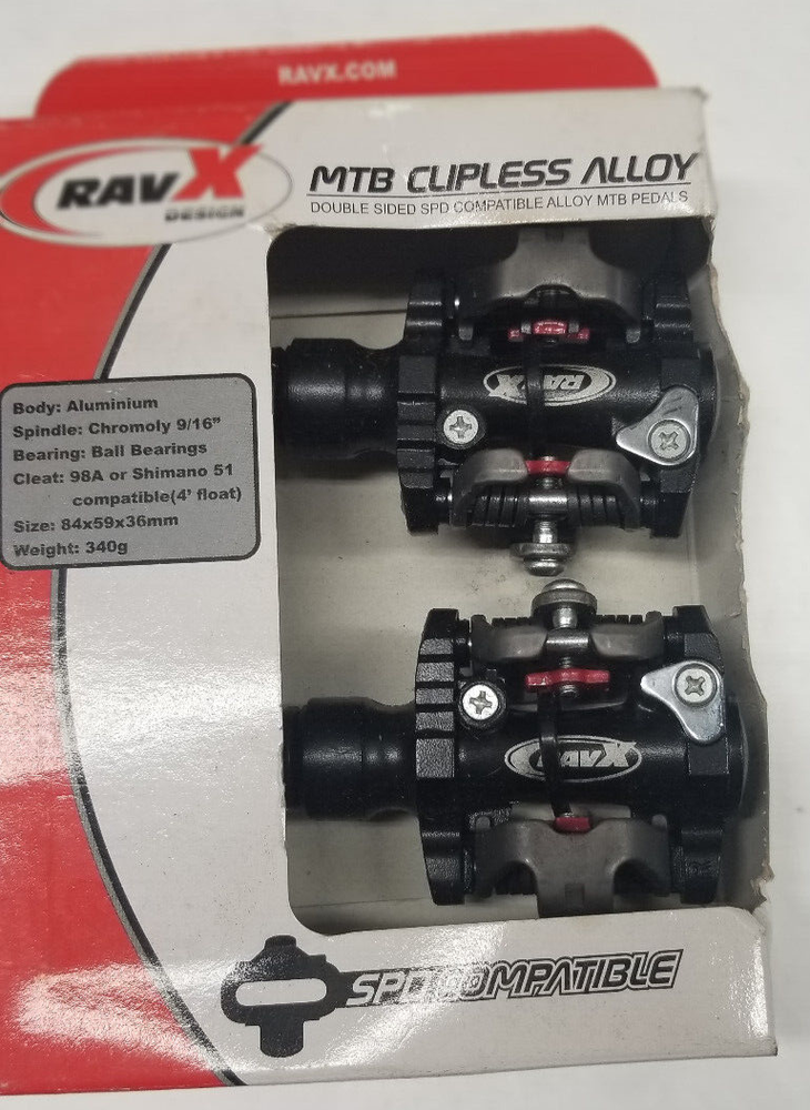 RavX Mountain bike clipless pedals black SPD compatible new in box