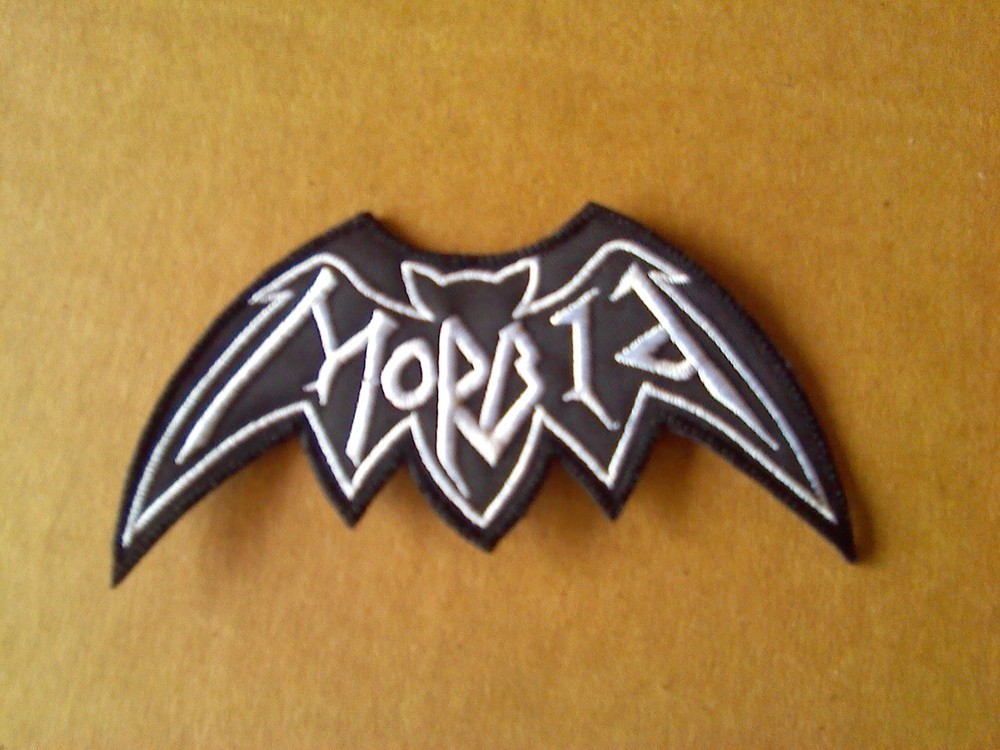 MORBID,SEW ON WHITE EMBROIDERED PATCH