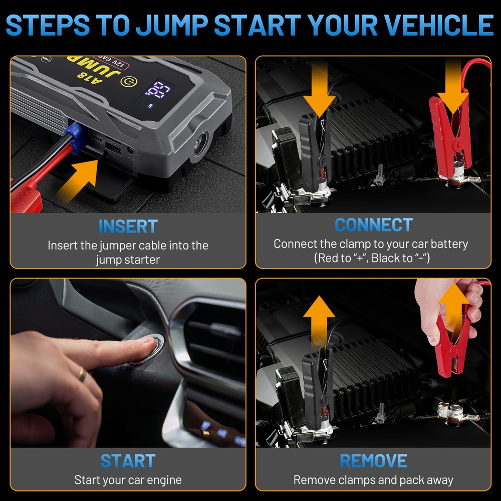 2000A Peak Current Car Battery Starter with Multi-Device Charging Capability