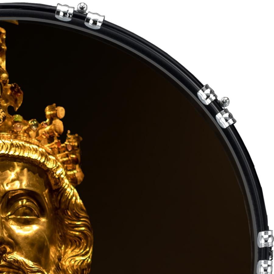 20" Custom Bass Kick Drum Front Head Graphic Graphical Gold Bust
