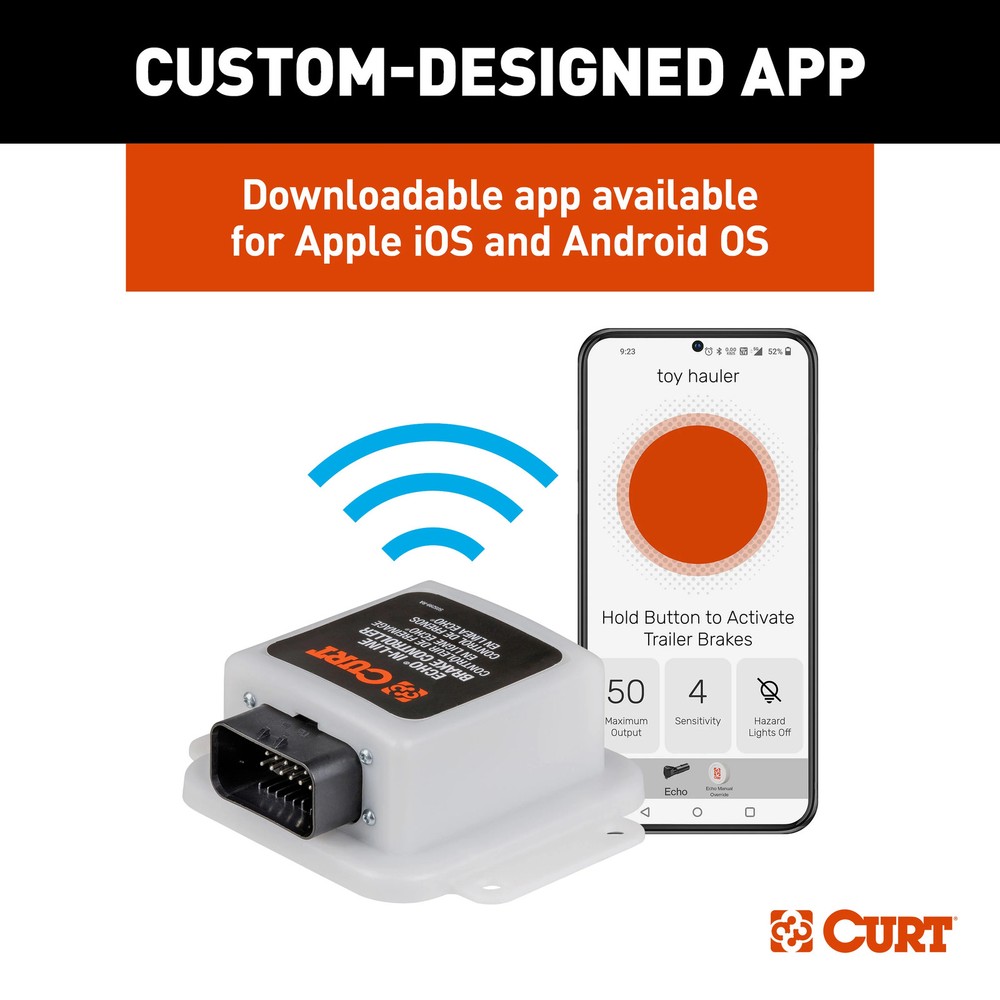 CURT Echo In-Line Trailer Brake Controller With Bluetooth Connection Part# 51200