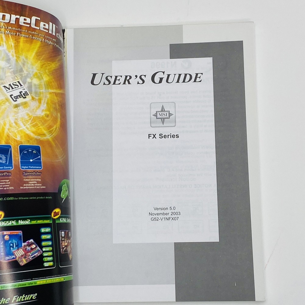 MSI Multimedia Video Graphics Accelerator FX Series Quick Users Guide 5.0 11/03