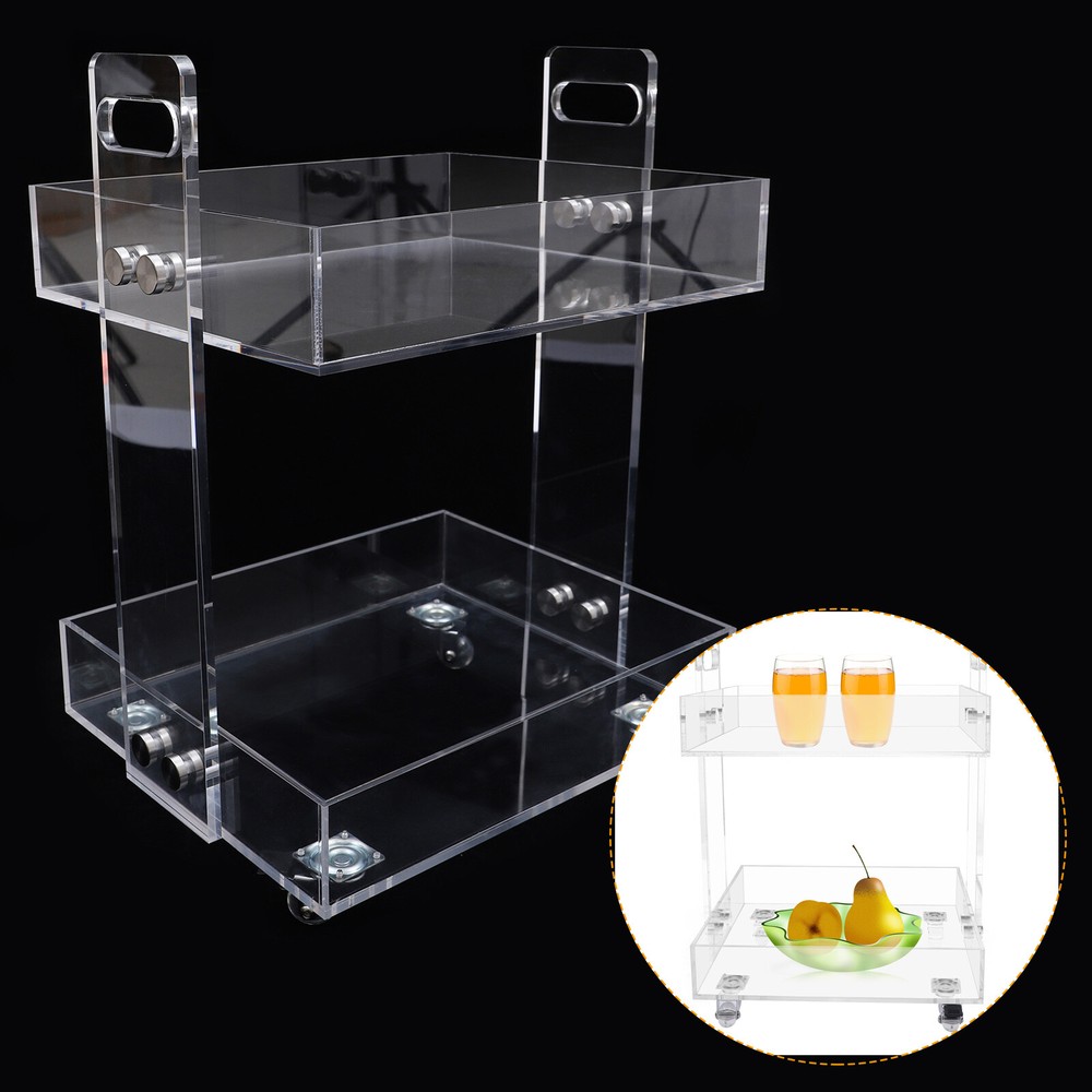 Clear Acrylic Double-Layer Side Table for Storage and Serving