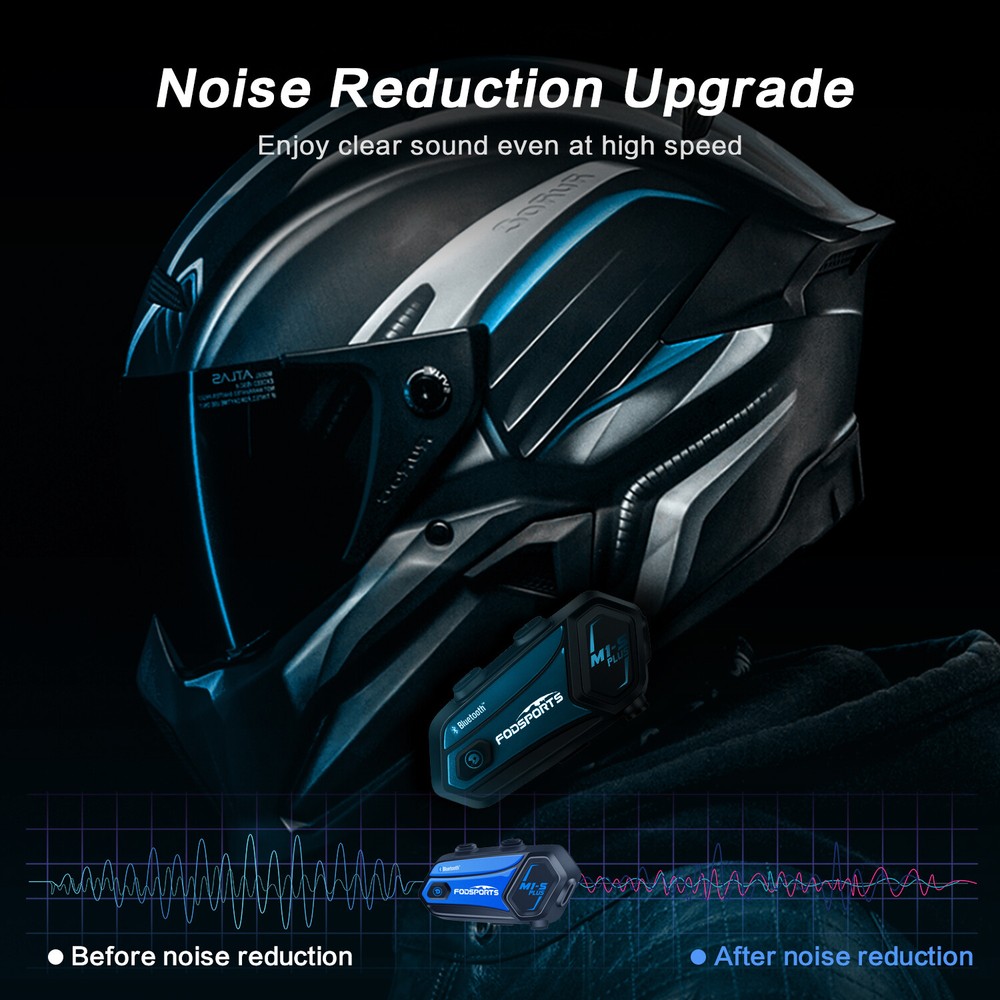 3x M1-S Plus Motorcycle Bluetooth Headset Helmet Intercom 10 Riders 2000m + FM