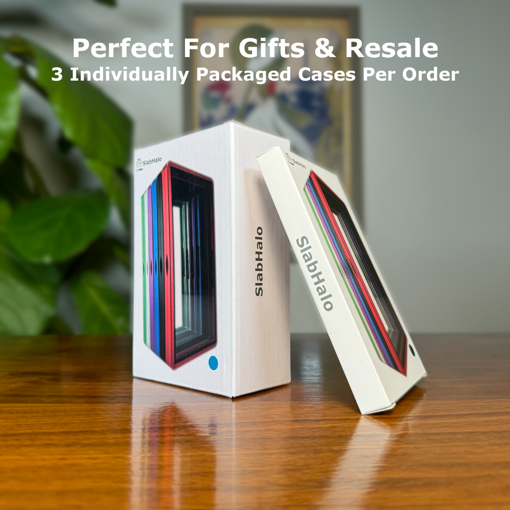 Magnetic Metal PSA Slab Protector (3 Pack) - Aluminum Bumper Case Frame - Blue