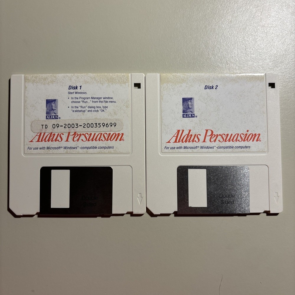 WINDOWS Aldus Persuasion 3.5” Disks Untested VHTF