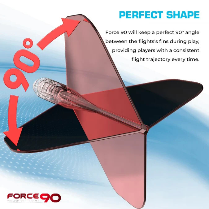 GRADIENT RED INTERMEDIATE NO2 MISSION FORCE 90 1 PIECE MOLDED SHAFT & FLIGHT