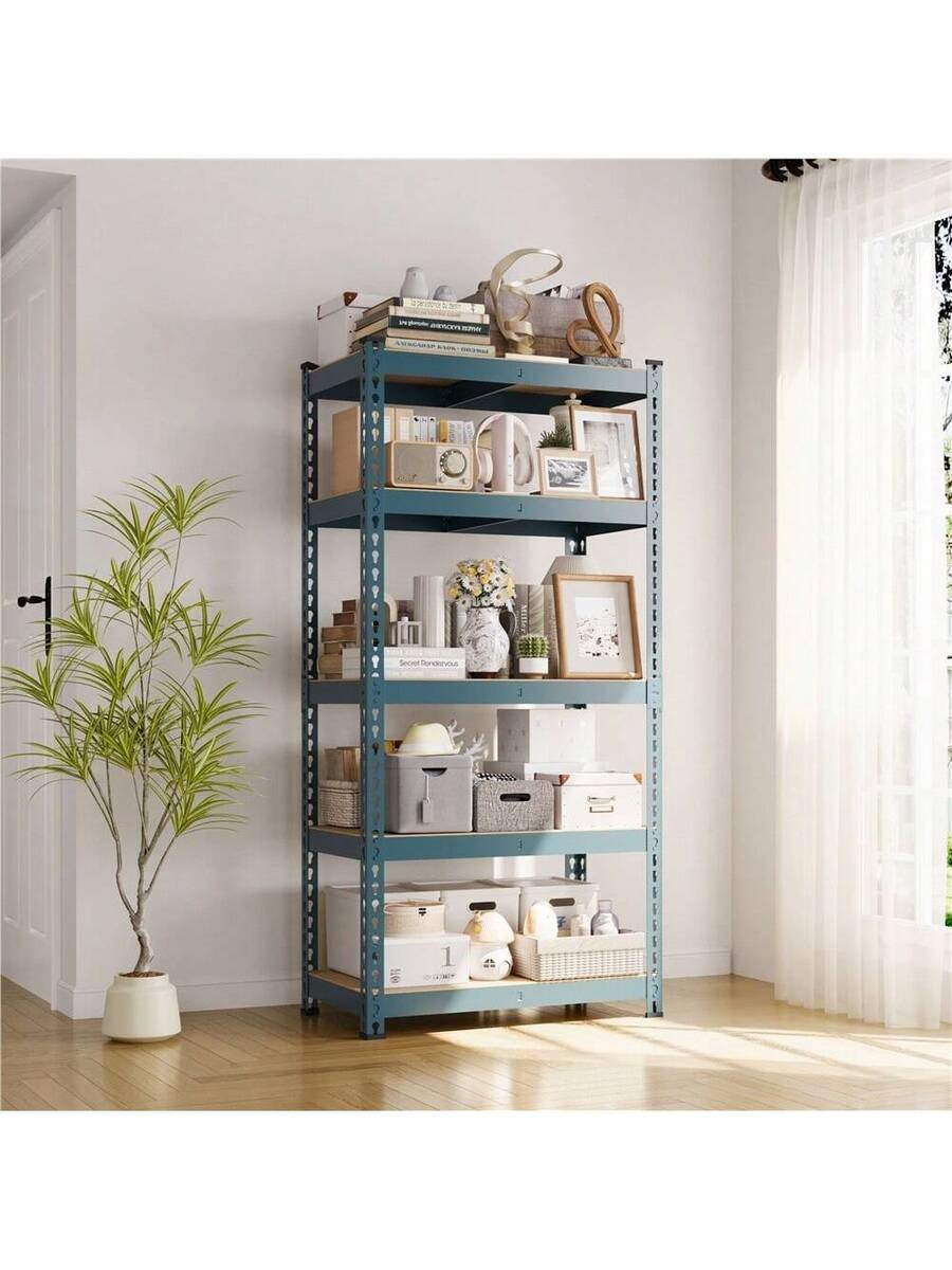 5-Tier Boltless Adjustable Metal Shelving Unit MDF Shelves for Garage Store