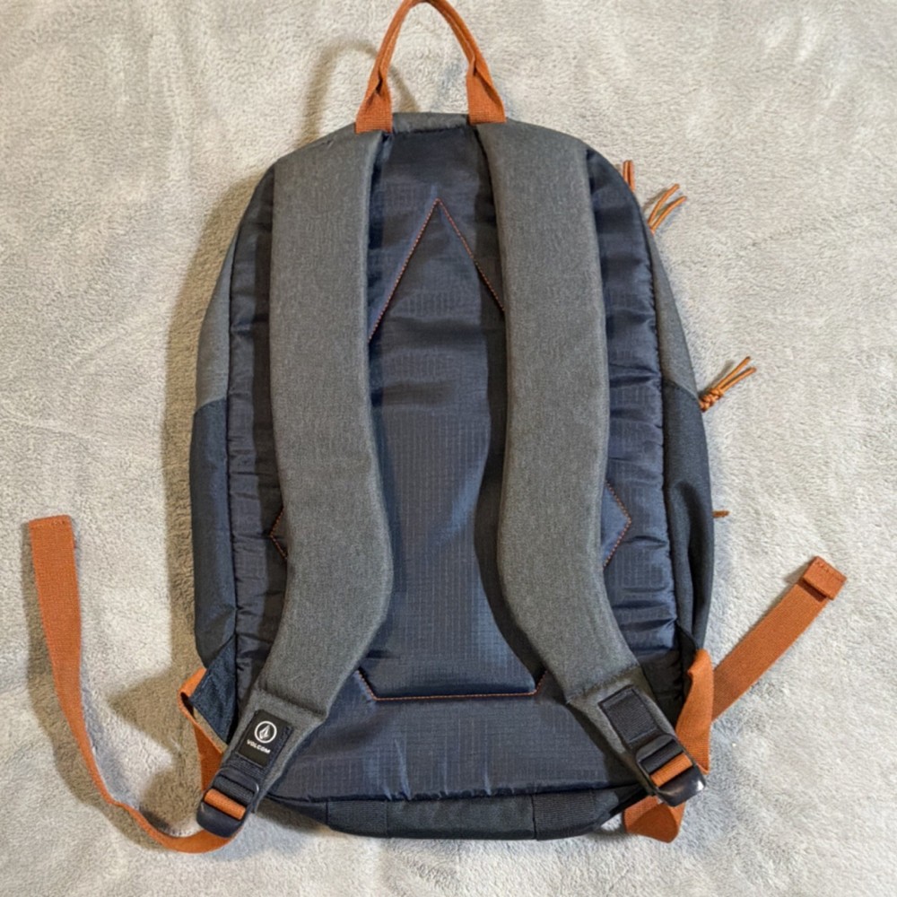 Volcom Men's Backpack Gray Orange Adjustable Strap Outer Pockets Padded