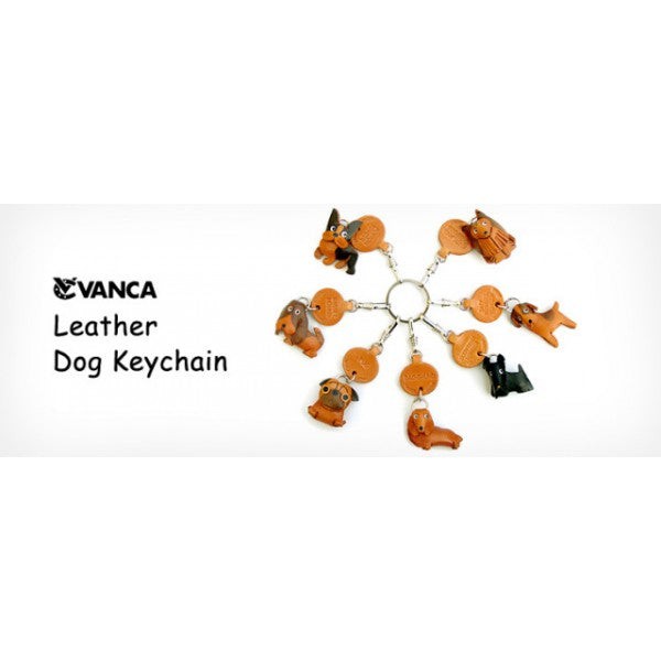 Brittany Spaniel Leather Dog Keychain