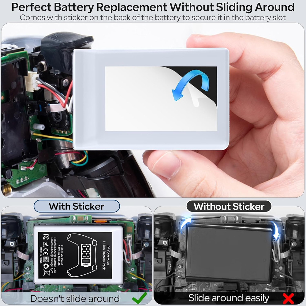 2 Packs PS5 Controller Battery, 8880Mwh High Capacity PS5 Controller Battery Re