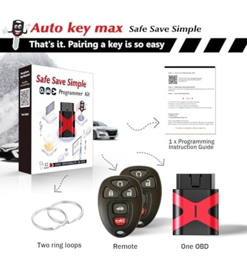 Simple Key Fob, Keyless Entry Remote Programmer Kit, Replacement for Chevy