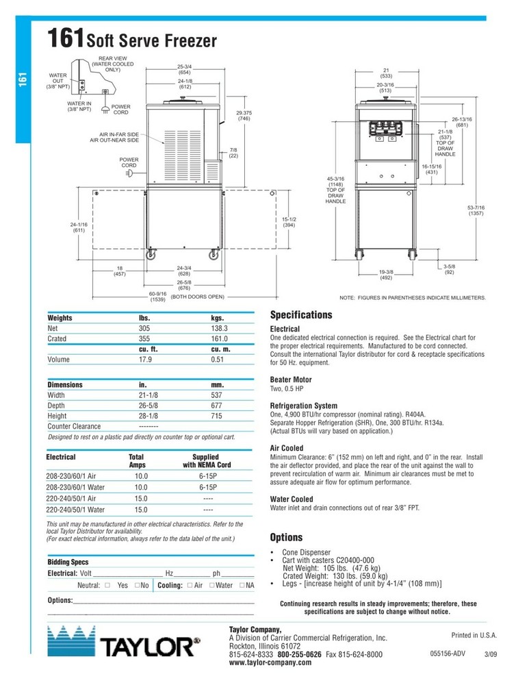 Soft Serve Ice Cream Machine Taylor 161
