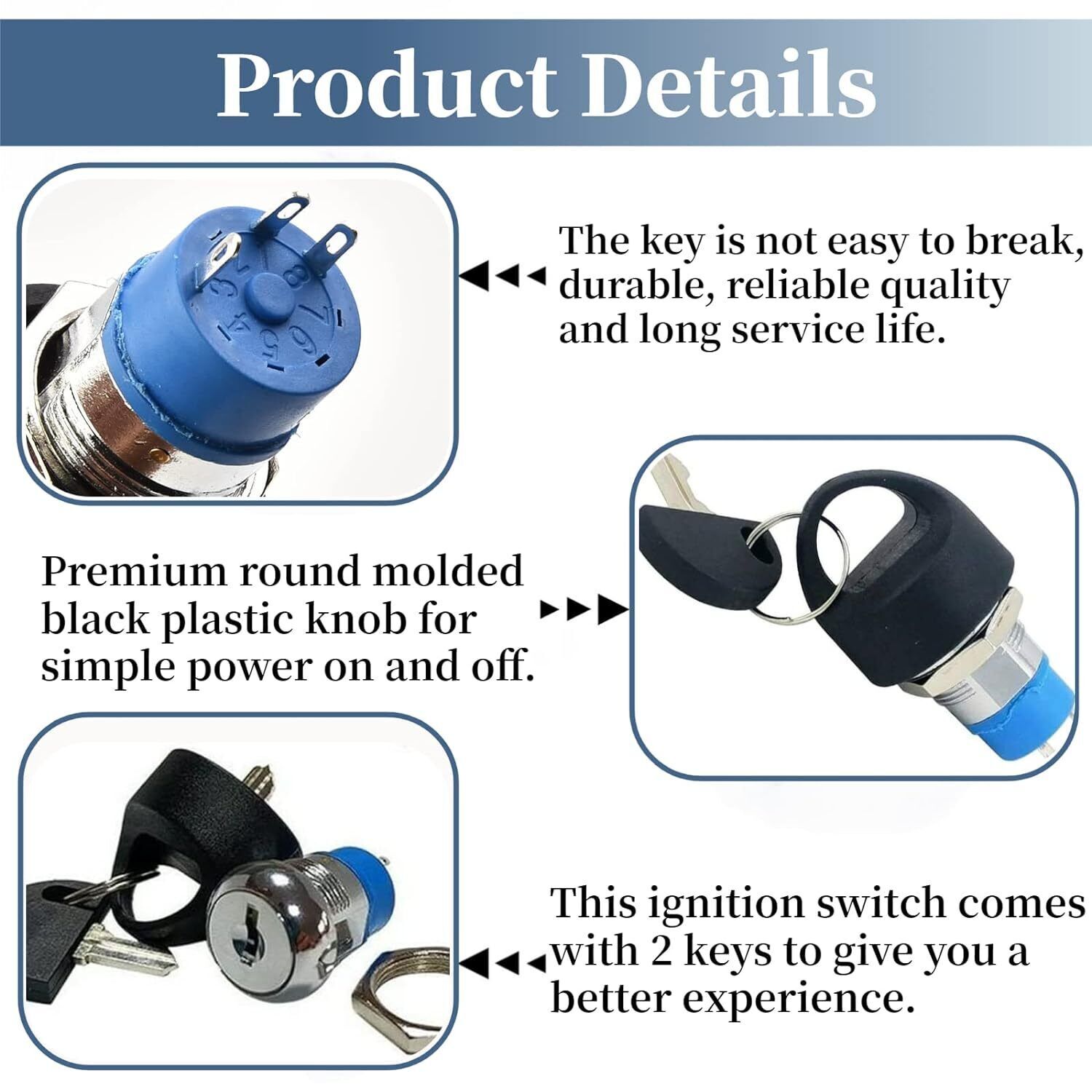 Replacement Mobility Scooter Spare Start On/Off Ignition Switch 2 Keys FOR-PRIDE