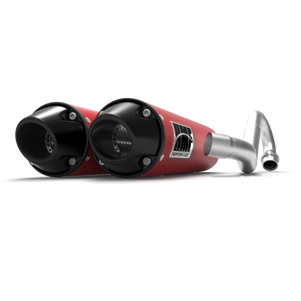 HMF Performance Red Dual Full System Exhaust Black Euro Cap Can-Am Renegade 1000