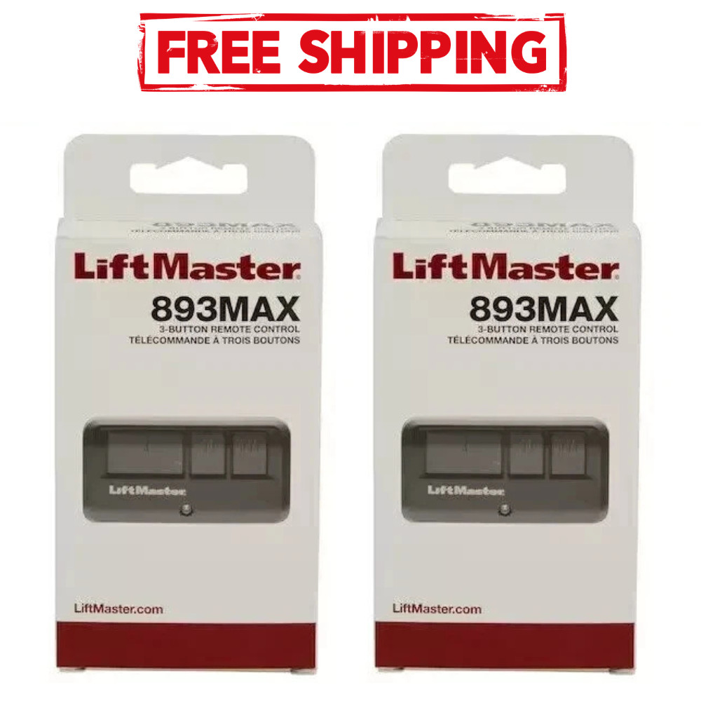 2 Pack 893MAX 3 Button LiftMaster Visor Remote Control Garage Door Opener