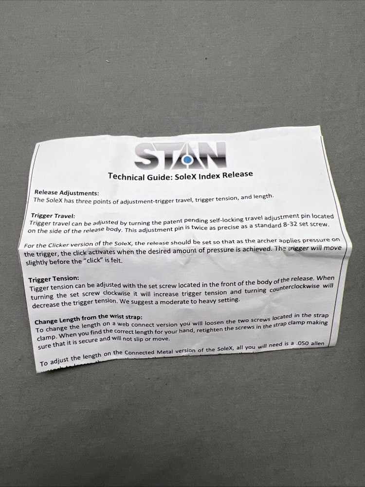 NEW - Stan SoleX Hook Clicker Index Finger Release Buckle Strap Web Connect