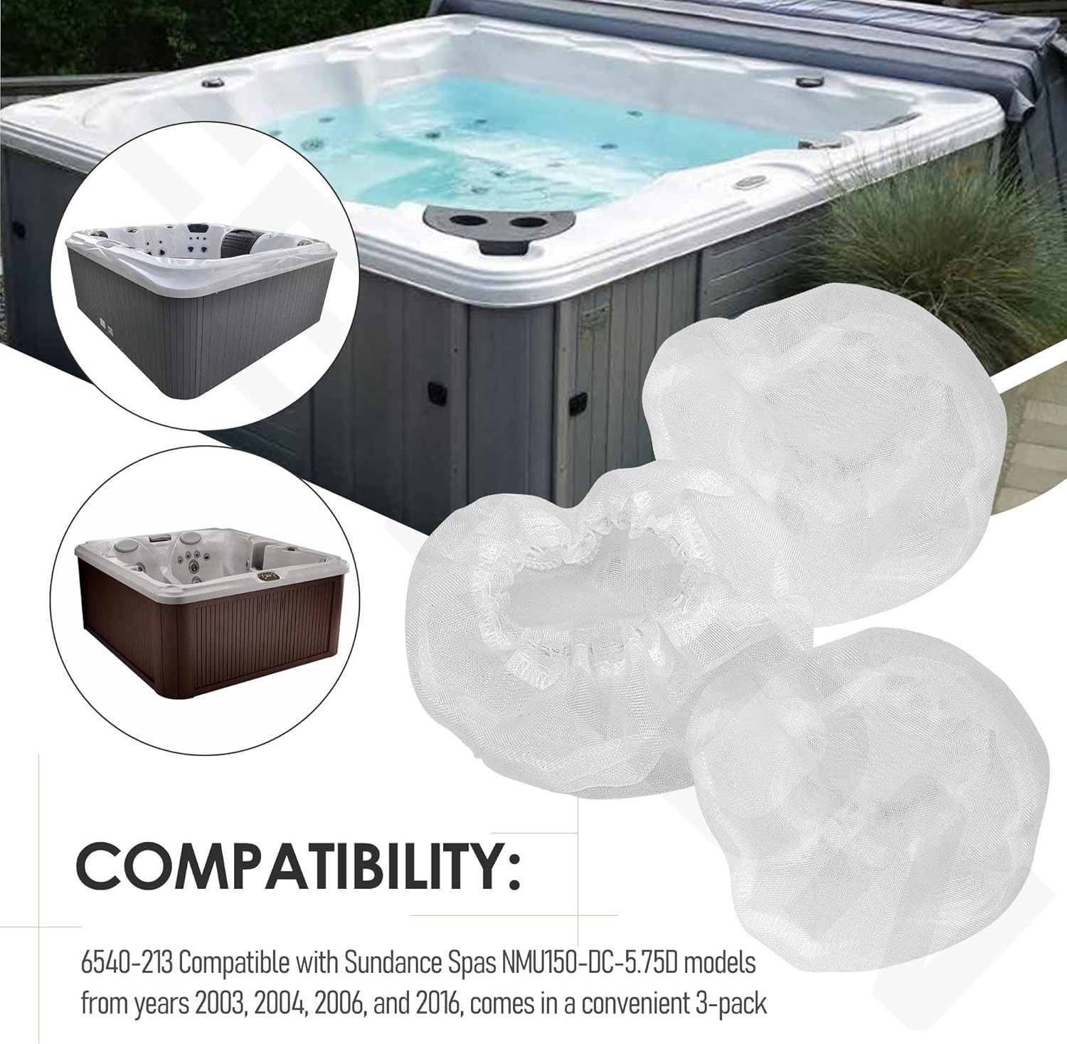 For Sundance Spa's Mesh Drain Cover Pack of 3 (5") P/N 6540-213 W