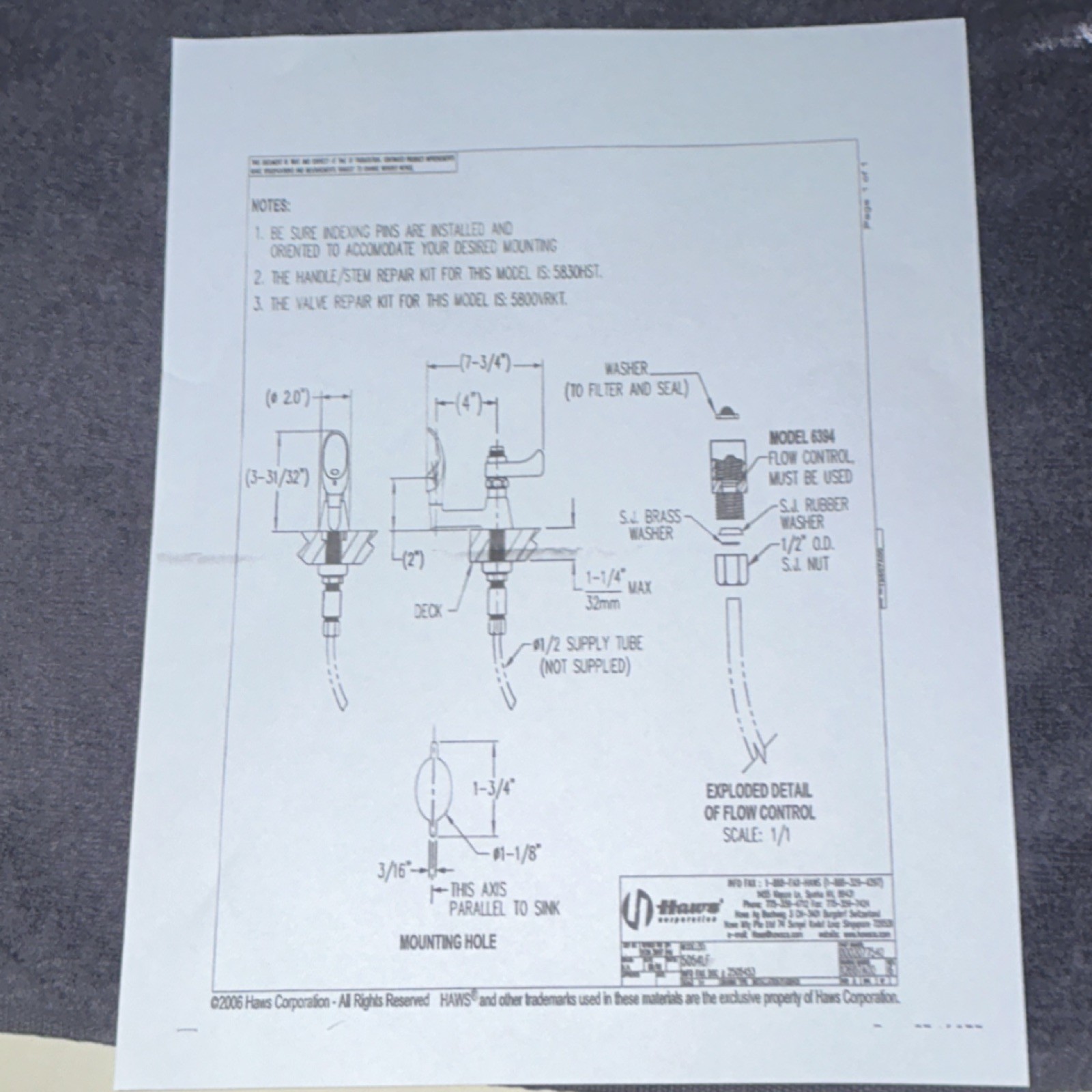 Haws 5054LF Flow Control Drinking Faucet Chrome Plated Brass Commercial