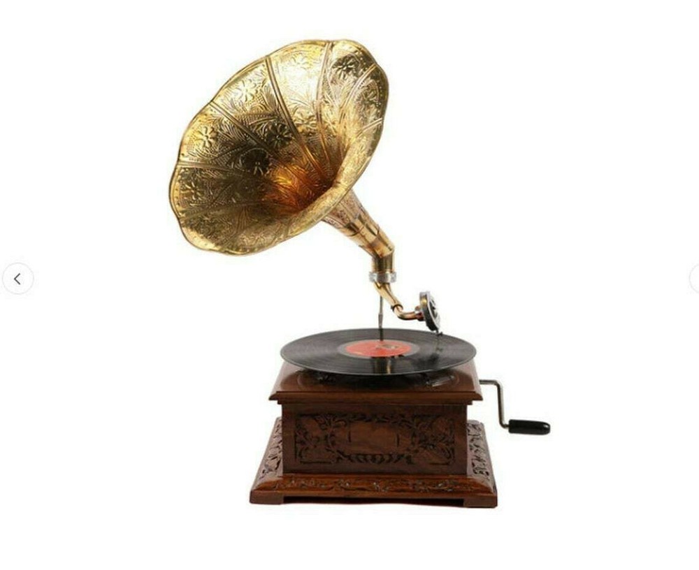 Handmade Gramophone Antique Fully Functional Working Phonograph Win-Up Record