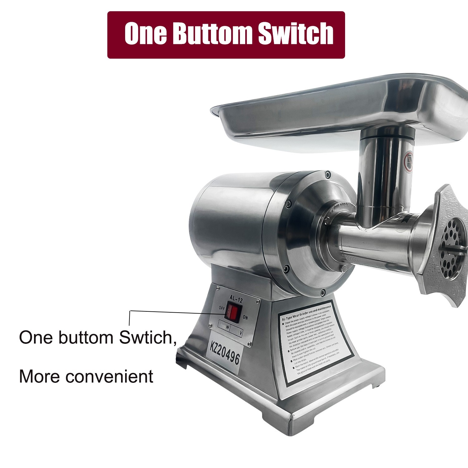 1.5HP Commercial Electric Meat Grinder 1100W Stainless Steel 550lbs/h Heavy Duty