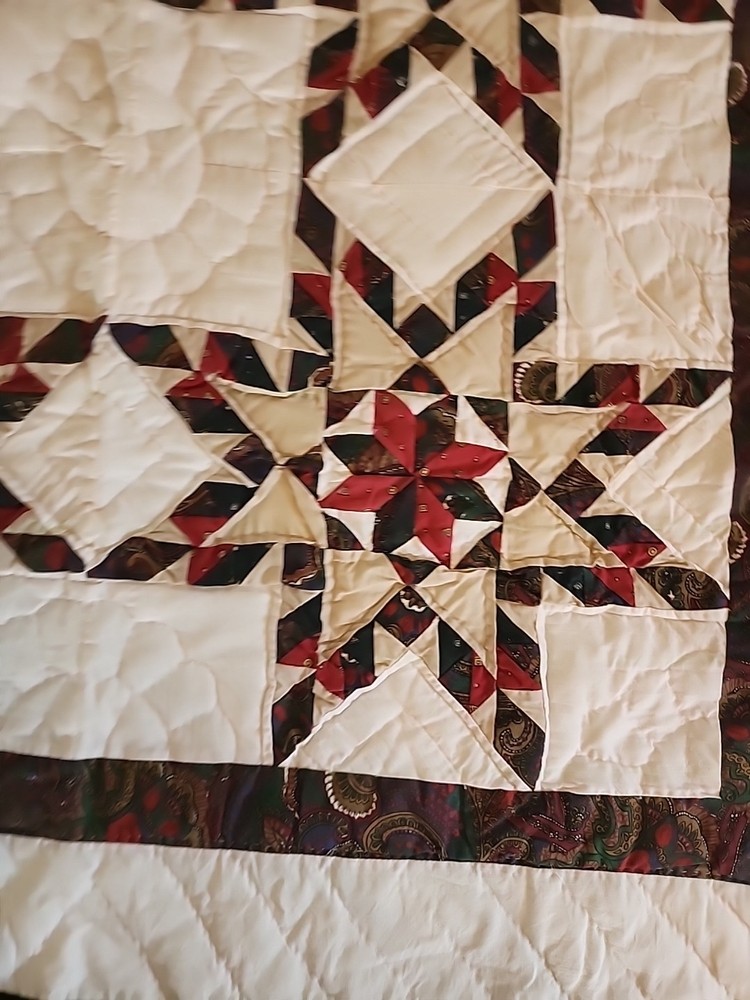 Upcycle Wall Quilt Throw Star Pattern Hand Made 48 X 58