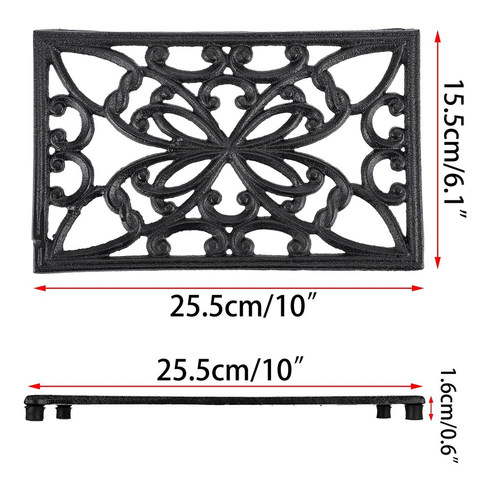 Sumnacon 2-Pack Rectangle 10x6.1" Cast Iron Trivet - Rustic, Heat Resistant
