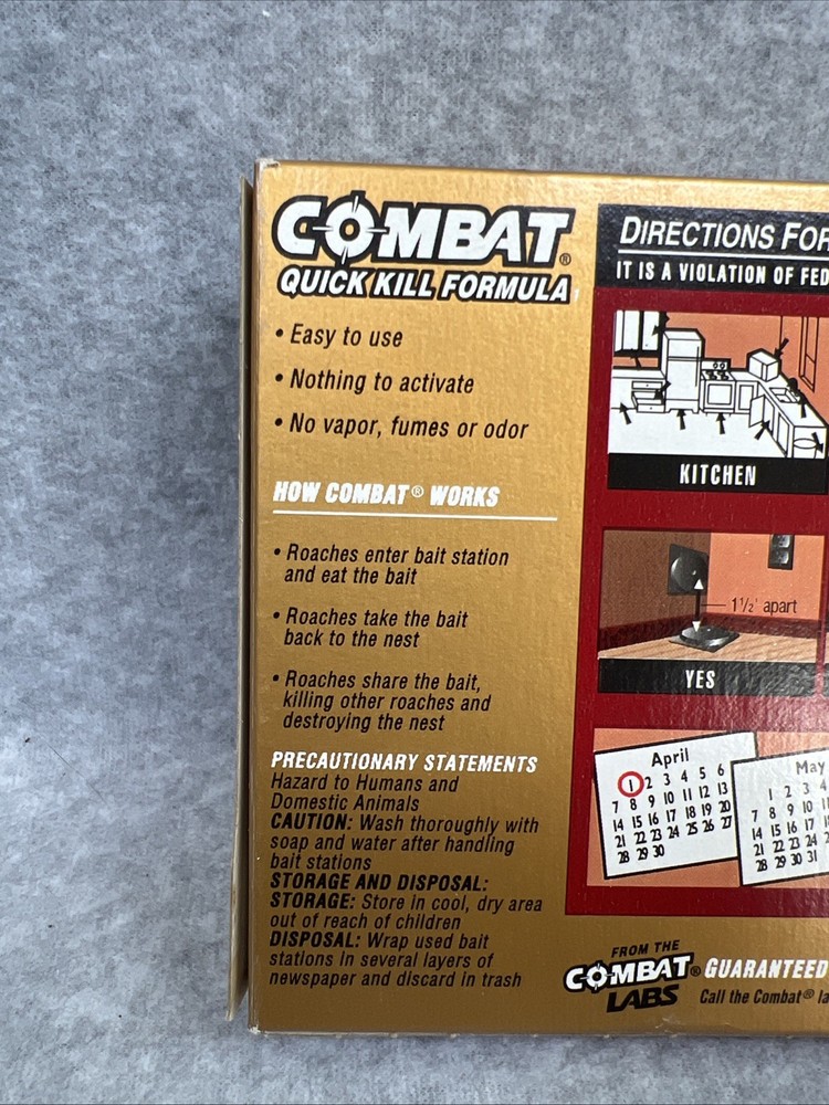 COMBAT Quick Kill Formula Small Roach 12 Child Resistant Bait Stations New