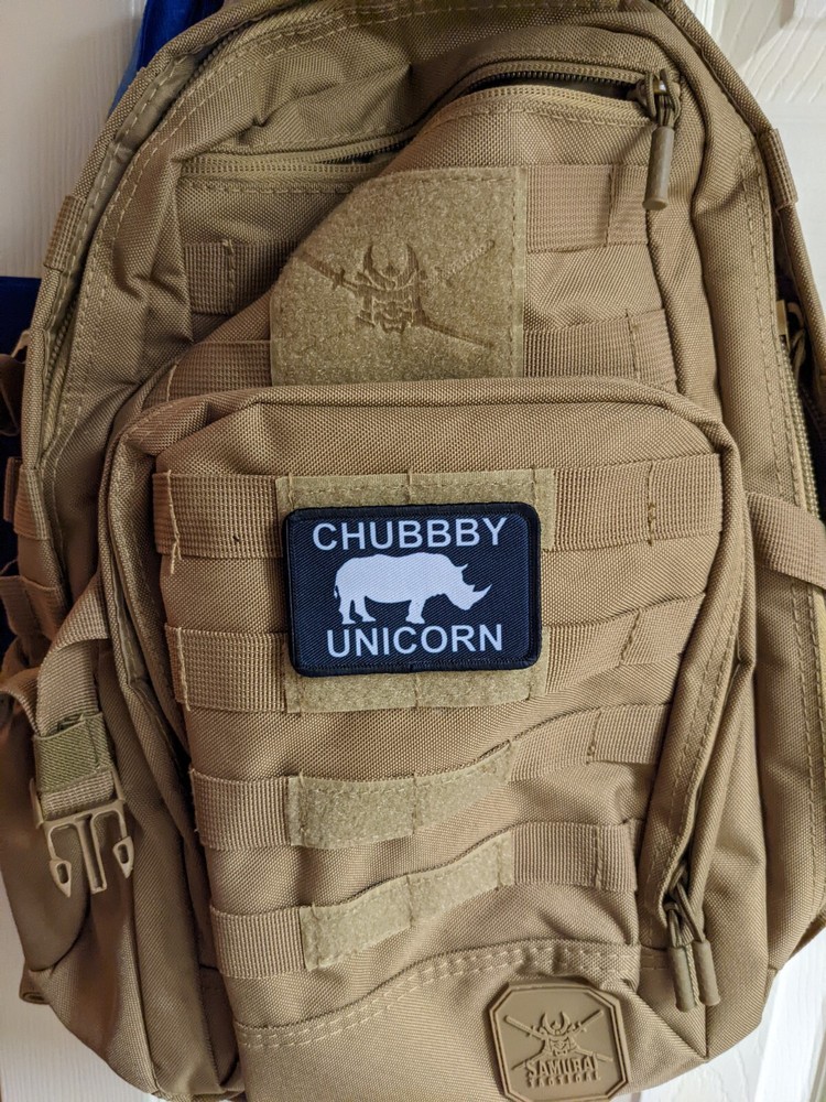 Chubby unicorn rhino meme animals 2"x3" hook & loop tactical patch Funny edc