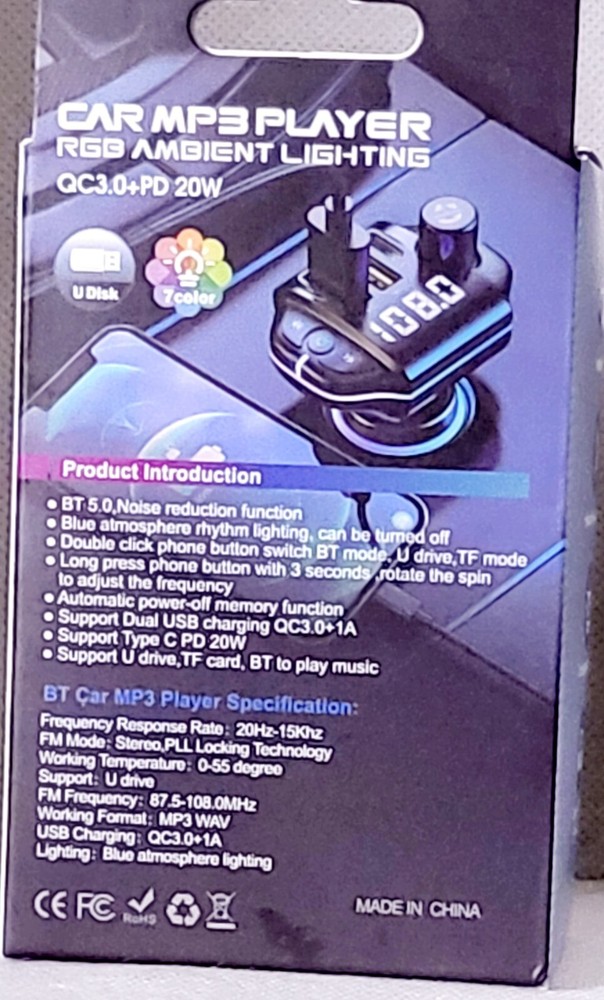 bluetooth CAR M P3 PLAYER fm transmitter BEST QUALITY FAST CHARGING USB MUSIC