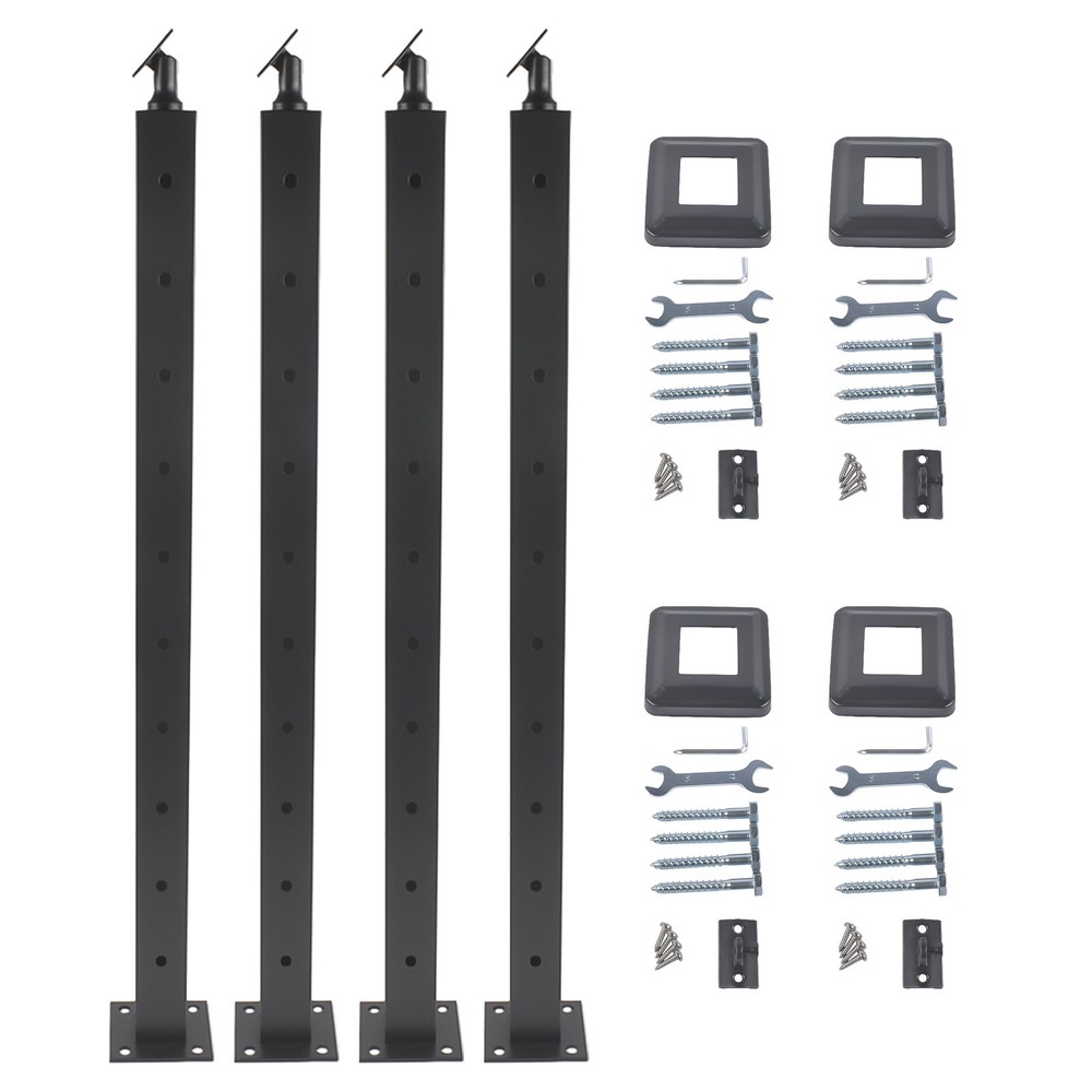 4Pack Black 35" Corner Cable Railing Post - Stainless Steel Surface Mount Kit