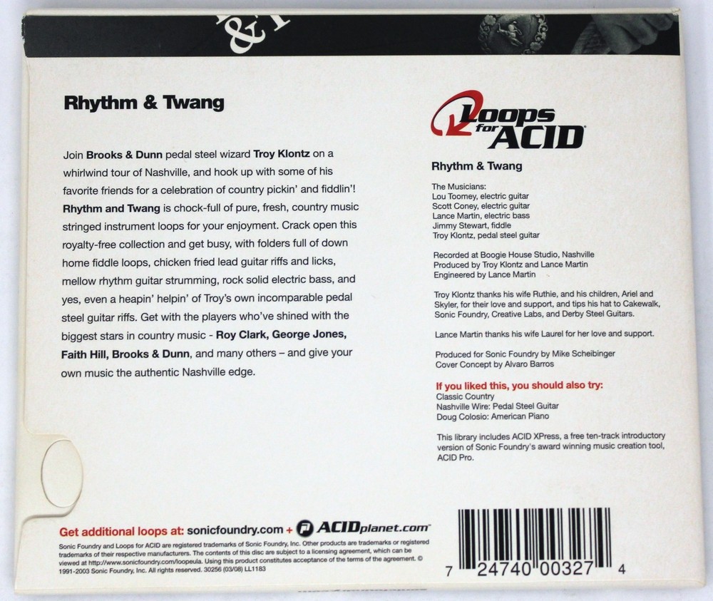 Sonic Foundry Rhythm & Twang Loops For Acid Sound/Sample Library/Sampling CD