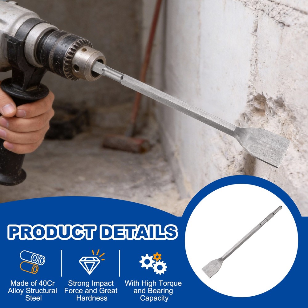 Floor Scraper Chisel Hex Shank Steel Digging Shovel Chisel Width 50mm