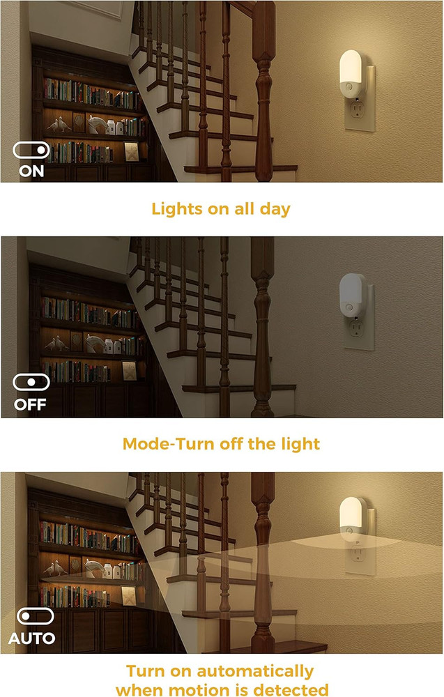 LED Motion Sensor Night Light Wireless Battery Powered for Stairs Hallway