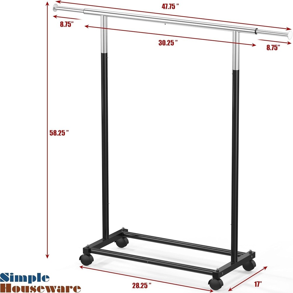Standard Rod Garment Rack, Black