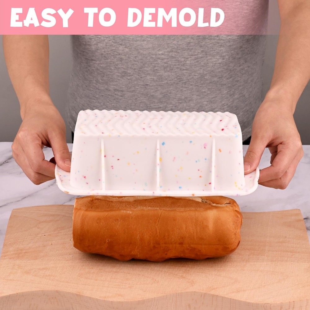 Sakolla 2 Pack Silicone Bread Loaf Molds, Nonstick Easy Release Rectangle Silico