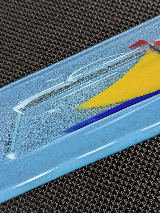Fused Glas Sailboat Rectangle Platter Serving Tray