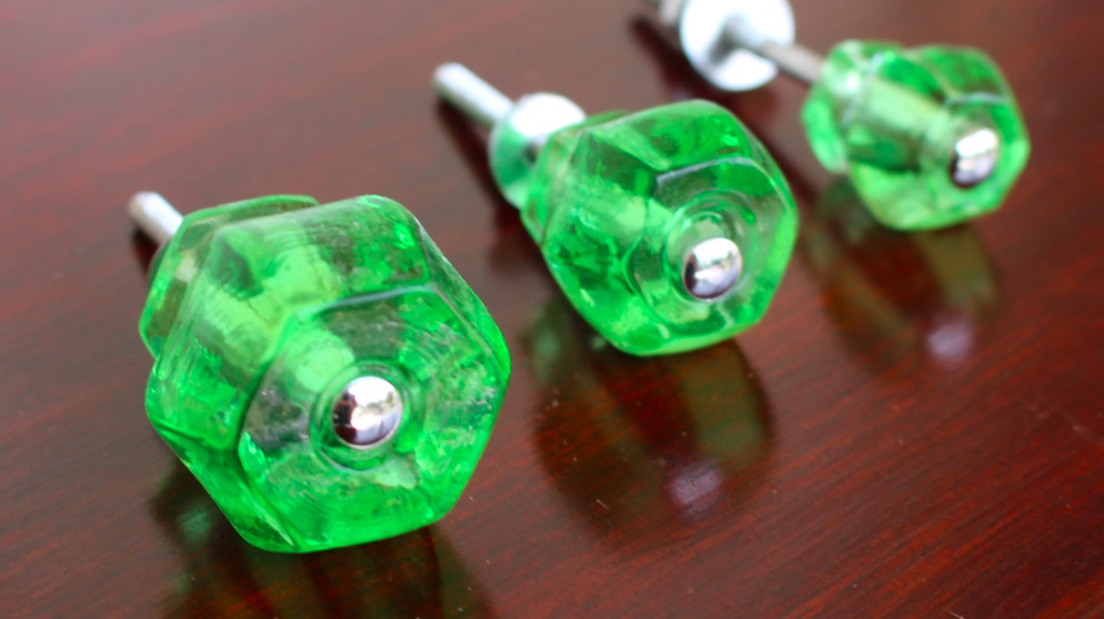 GREEN Glass Cabinet Knobs 1.25 Inch Pulls Dresser Drawer Hardware
