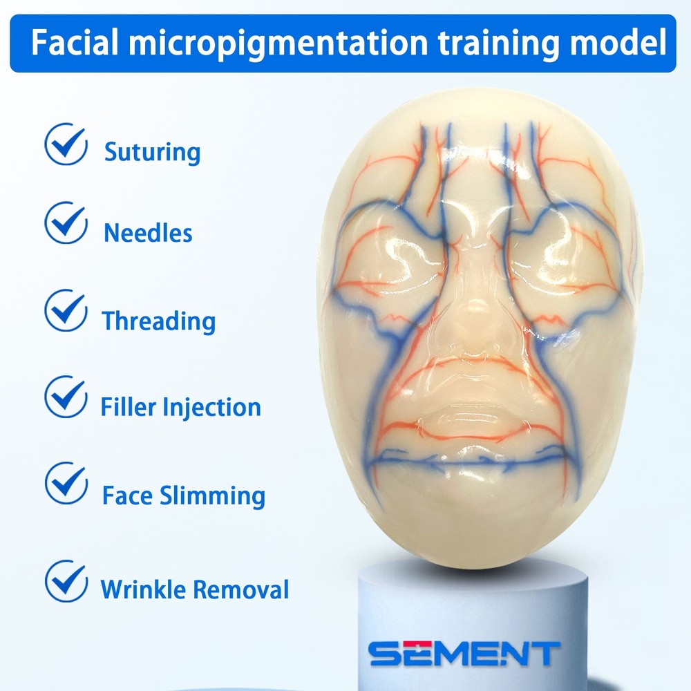 Multi-Functional Silicone Face Injection Model for Filler, Suture & Thread Train