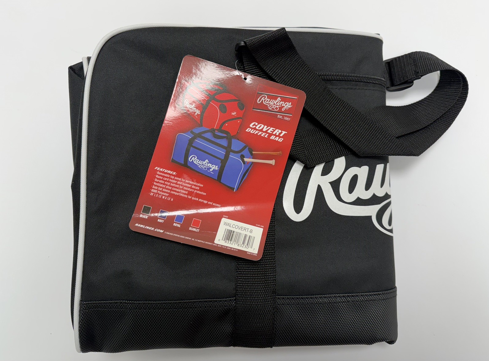 Rawlings Covert Duffel Bag Equipment Baseball Softball Black