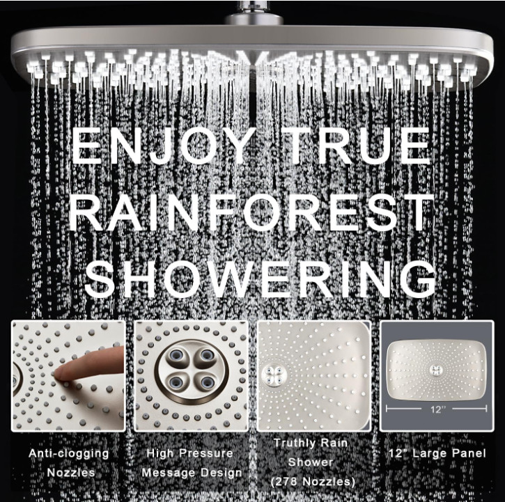 High-Pressure Rain Shower Head – Handheld & Fixed Combo with Magnetic Docking