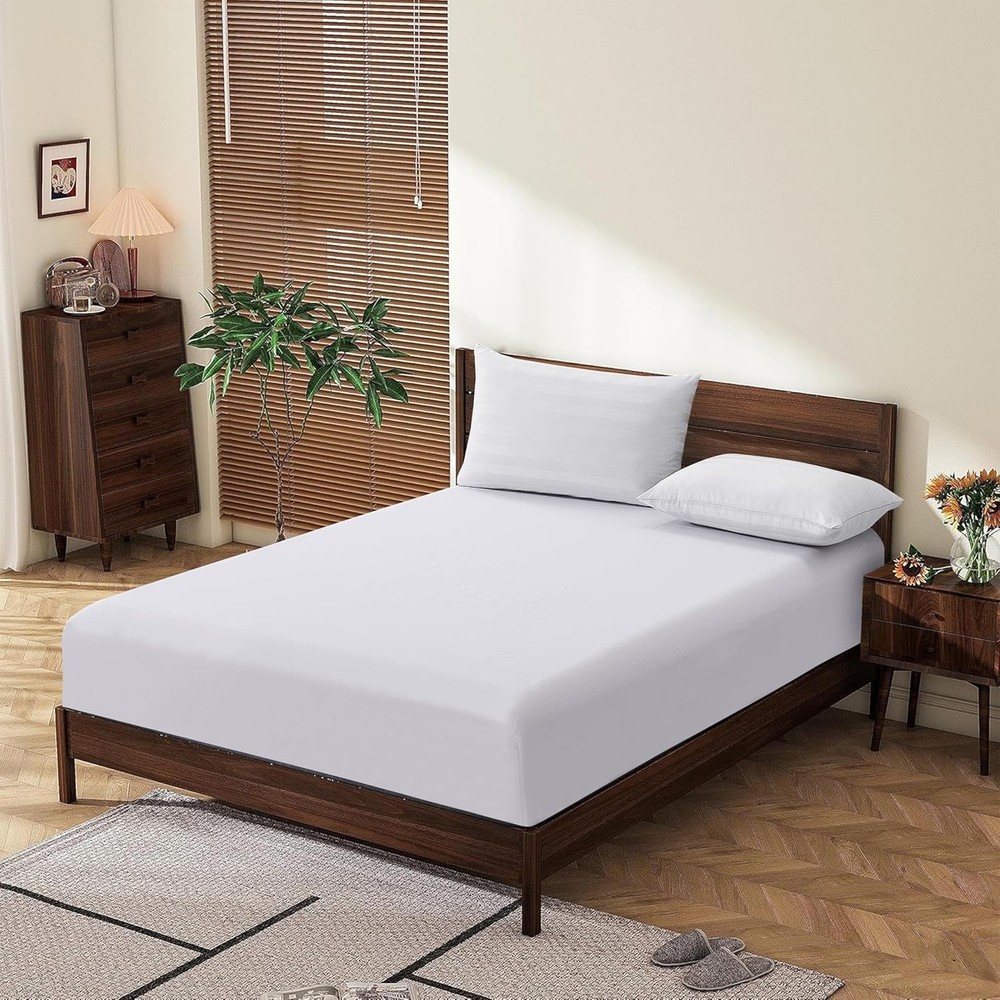 King Size 100% Egyptian Cotton Fitted Sheets 600 Thread Count 16" Deep Pocket...
