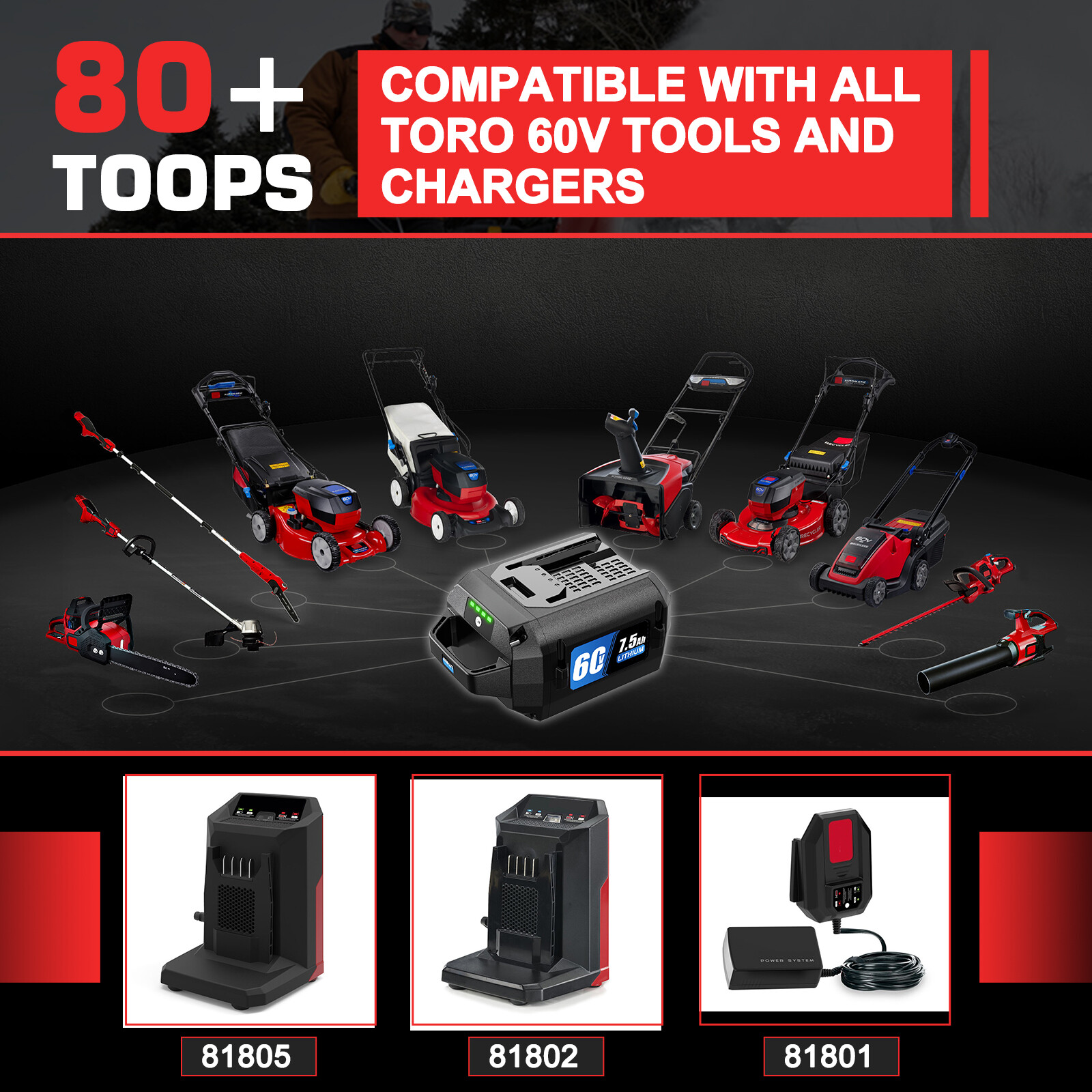 7.5Ah For Toro Flex Force 60V Max Lithium-ion Battery L108 L135 L216 L324 L405