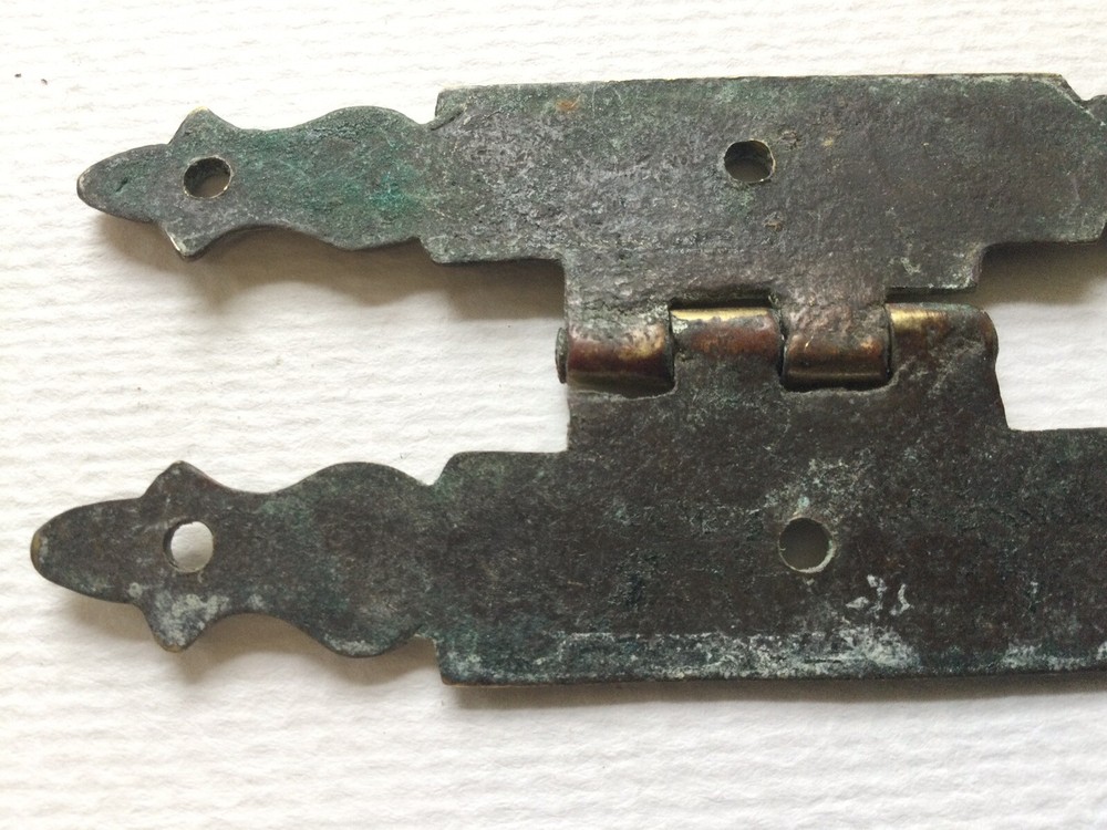 Antique Solid Brass Hinge. Salvaged Reclaimed